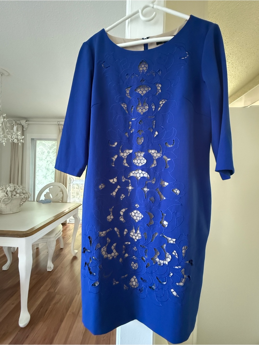 ALEX MARIE Women’s Royal Blue Laser-Cut Shift Dress sz12 i